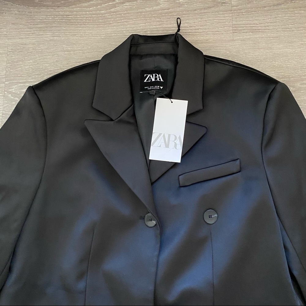 Zara Limited Edition Satin Blazer - Black - Picture 10 of 12